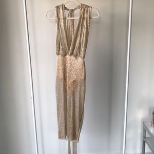 Sheer Gold Midi Dress